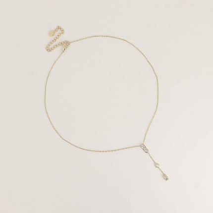 Collier Y - 4 cristaux goutte, ronds et losange