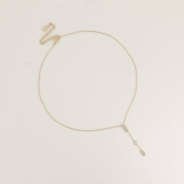 Collier Y - 4 cristaux goutte, ronds et losange