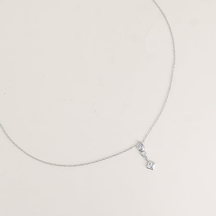 Collier - 3 oxydes de zirconium goutte, rond et losange