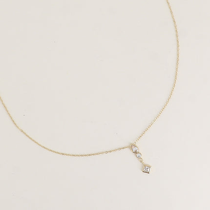 Collier - 3 oxydes de zirconium goutte, rond et losange