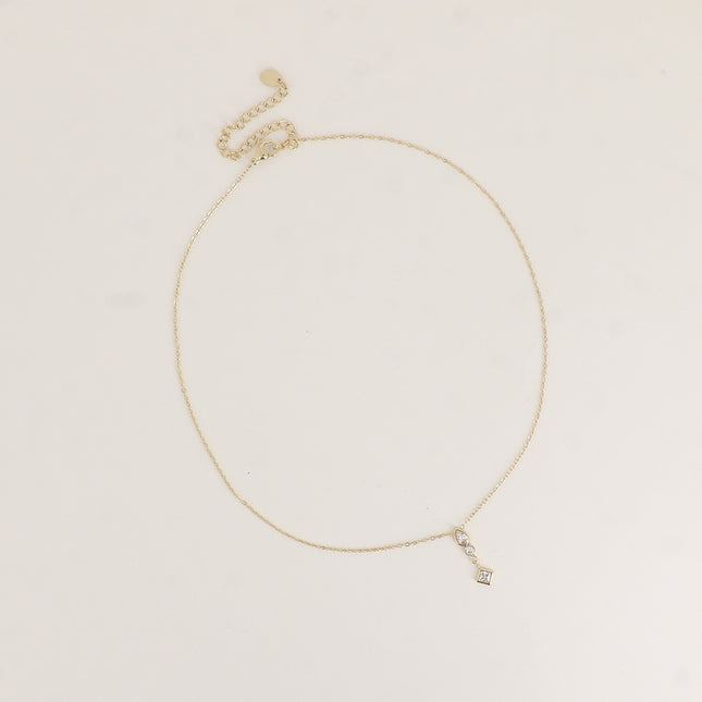 Collier - 3 oxydes de zirconium goutte, rond et losange