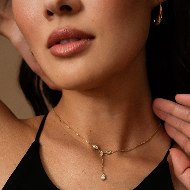 Collier Y Siena - gouttes en oxyde de zirconium