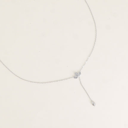 Collier Y - feuillage de cristaux et ovale pendant
