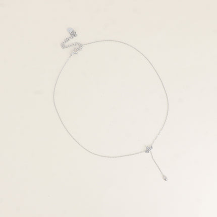 Collier Y - feuillage de cristaux et ovale pendant