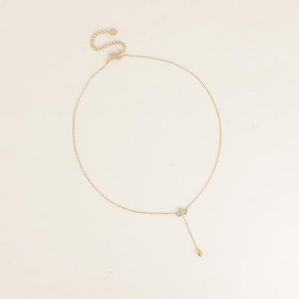 Collier Y - feuillage de cristaux et ovale pendant