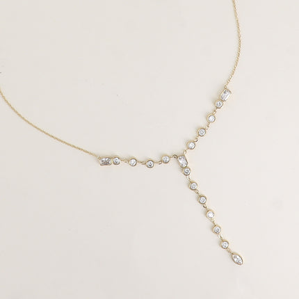 Collier Y - cristaux (rectangles, ronds et ovale)