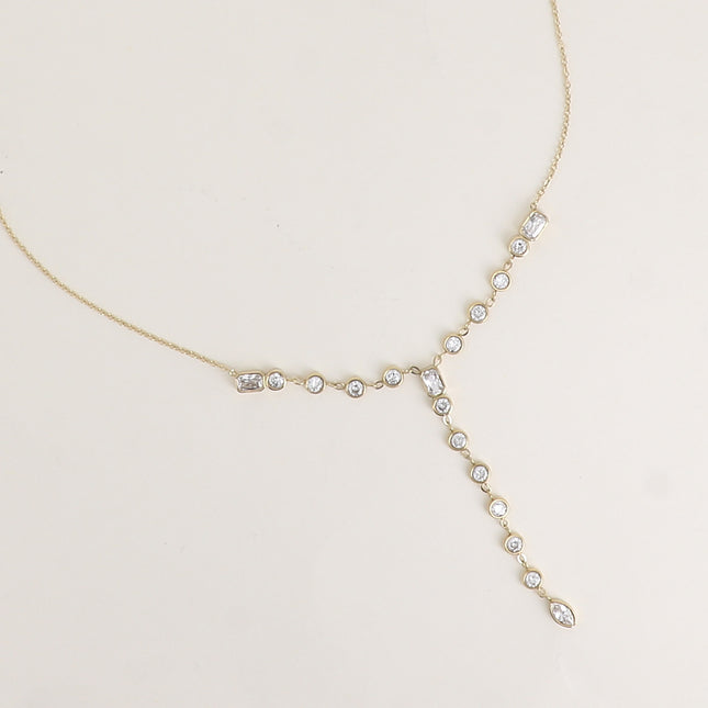 Collier Y - cristaux (rectangles, ronds et ovale)