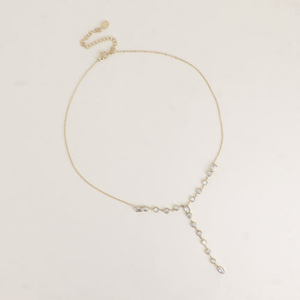Collier Y - cristaux (rectangles, ronds et ovale)