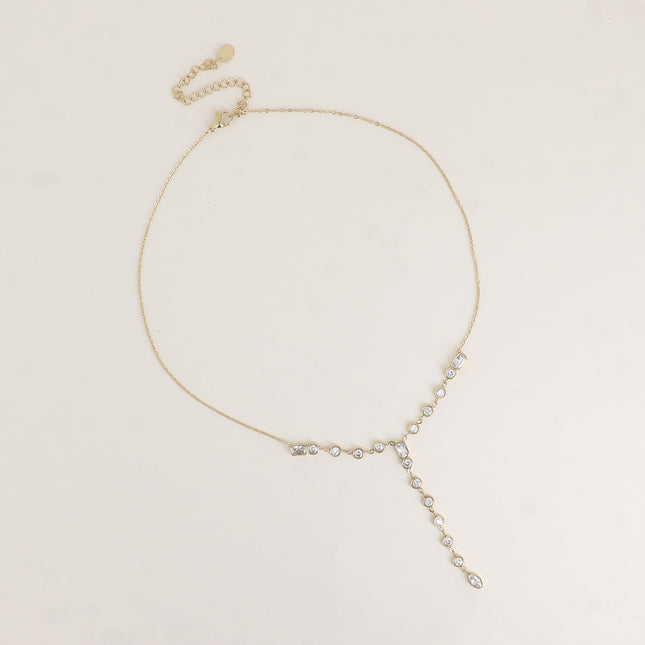 Collier Y - cristaux (rectangles, ronds et ovale)