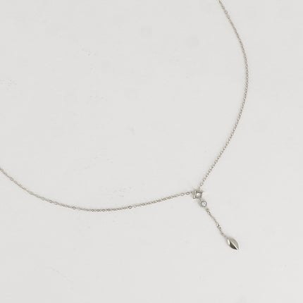 Collier Y - formes losange, rond et ovale et oxydes de zirconium