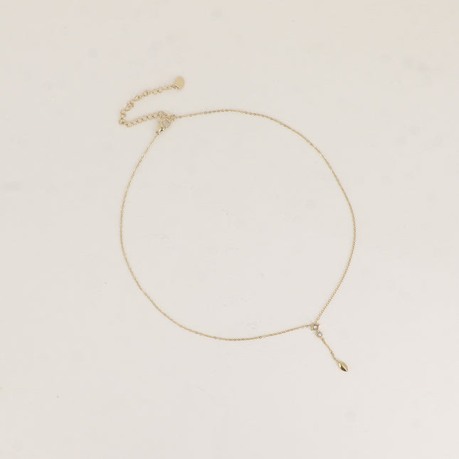 Collier Y - formes losange, rond et ovale et oxydes de zirconium