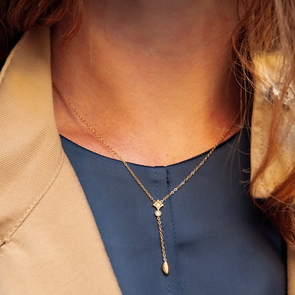 Collier Y Yliane - formes losange, rond et ovale et oxydes de zirconium