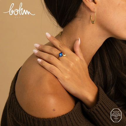 Bague ouverte - ornée de cristaux de Swarovski® losange et motif navette