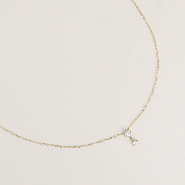 Collier - pendentif 2 cristaux ronds