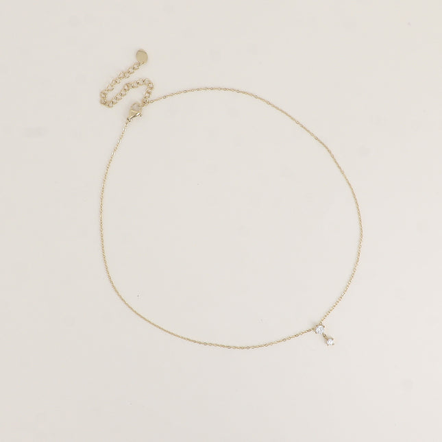 Collier - pendentif 2 cristaux ronds