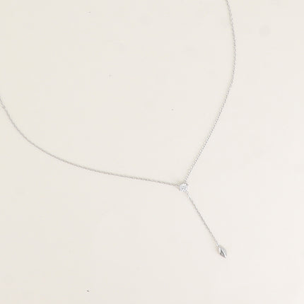Collier Y - oxyde de zirconium rond et ovale pendant