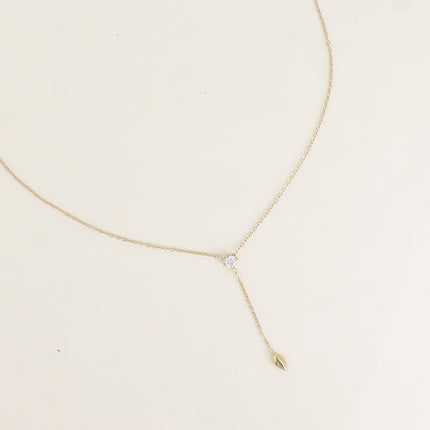 Collier Y - oxyde de zirconium rond et ovale pendant
