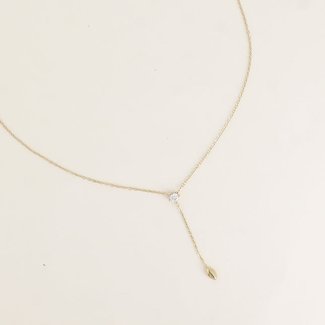 Collier Y - oxyde de zirconium rond et ovale pendant