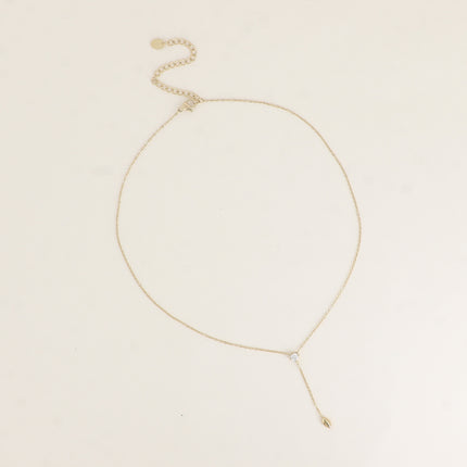 Collier Y - oxyde de zirconium rond et ovale pendant