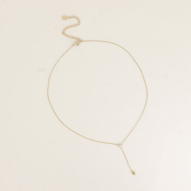 Collier Y - oxyde de zirconium rond et ovale pendant