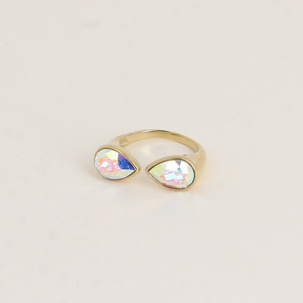 Bague ouverte - ornée de cristaux de Swarovski®, 2 gouttes