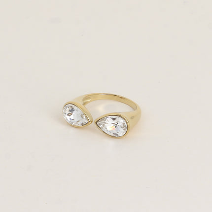 Bague ouverte - ornée de cristaux de Swarovski®, 2 gouttes