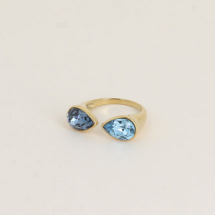 Bague ouverte - ornée de cristaux de Swarovski®, 2 gouttes