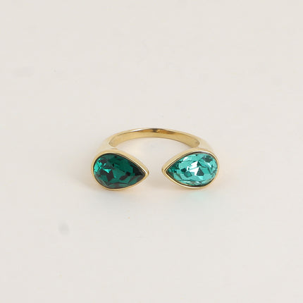 Bague ouverte - ornée de cristaux de Swarovski®, 2 gouttes