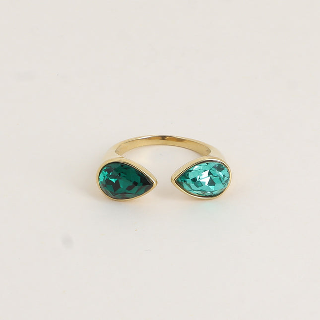 Bague ouverte - ornée de cristaux de Swarovski®, 2 gouttes