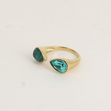 Bague ouverte - ornée de cristaux de Swarovski®, 2 gouttes