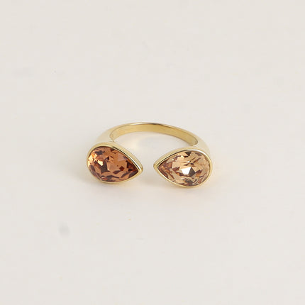 Bague ouverte - ornée de cristaux de Swarovski®, 2 gouttes