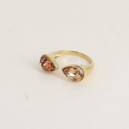 Bague ouverte - ornée de cristaux de Swarovski®, 2 gouttes