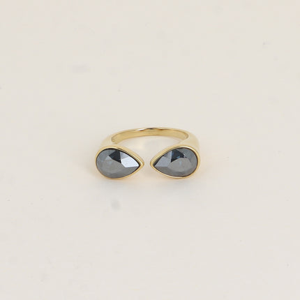 Bague ouverte - ornée de cristaux de Swarovski®, 2 gouttes