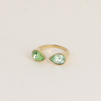 Bague ouverte - ornée de cristaux de Swarovski®, 2 gouttes