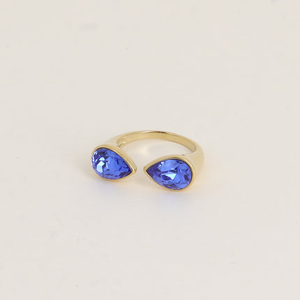Bague ouverte - ornée de cristaux de Swarovski®, 2 gouttes