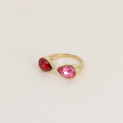 Bague ouverte - ornée de cristaux de Swarovski®, 2 gouttes