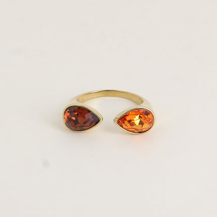 Bague ouverte - ornée de cristaux de Swarovski®, 2 gouttes