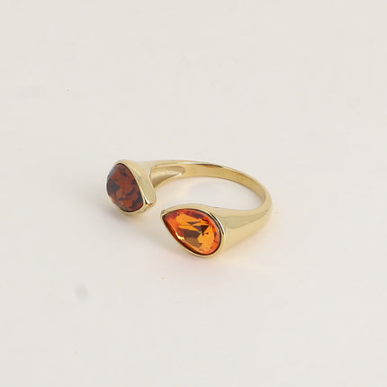 Bague ouverte - ornée de cristaux de Swarovski®, 2 gouttes
