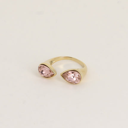 Bague ouverte - ornée de cristaux de Swarovski®, 2 gouttes