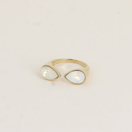 Bague ouverte - ornée de cristaux de Swarovski®, 2 gouttes