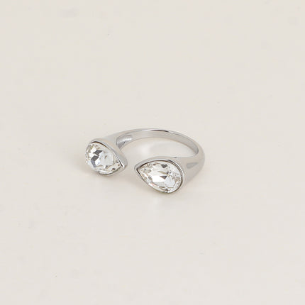 Bague ouverte - ornée de cristaux de Swarovski®, 2 gouttes