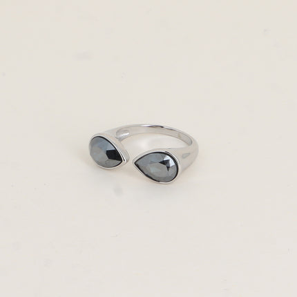 Bague ouverte - ornée de cristaux de Swarovski®, 2 gouttes