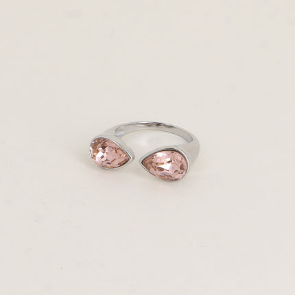 Bague ouverte - ornée de cristaux de Swarovski®, 2 gouttes