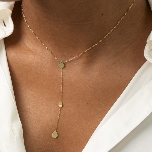 Collier Y - pastilles en forme de goutte