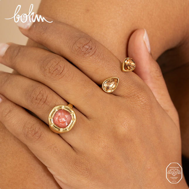 Bague - ornée de cristaux de Swarovski® 10mm, contour strié