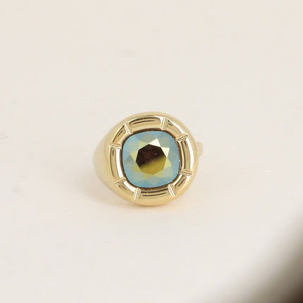 Bague - ornée de cristaux de Swaroski® 10mm, contour strié