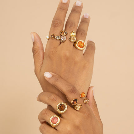 Bague - ornée de cristaux de Swarovski® 10mm, contour strié