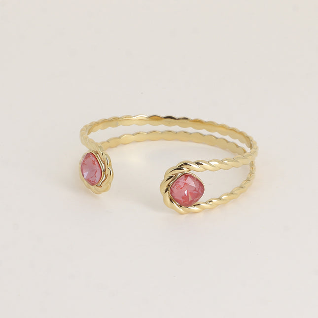 Jonc - 2 rangs torsadés, orné de cristaux de Swarovski® 10mm
