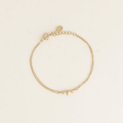 Bracelet - 2 rangs avec pendentif 3 coeurs
