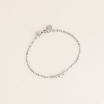 Bracelet - 2 rangs avec pendentif 3 coeurs